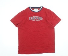 Duffer of St George Men's Red XL Crew Neck Cotton T-Shirt