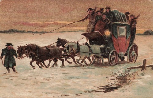 Vintage stagecoach winter - stagecoach,