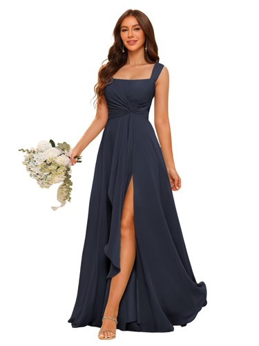 Square neck chiffon - square, bridesmaid
