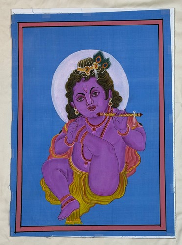 Hand painted baby - krishna, silk