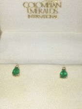 Estate Colombian Emeralds International 14k Gold Emerald & Diamond Stud Earrings