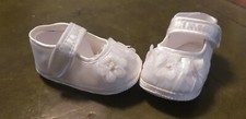 Baby Boys & Girls Satin White & Ivory Christening Shoes & Boots Rosette Flower
