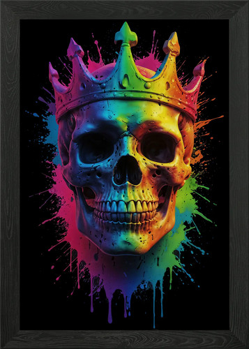 Rainbow skull with crown - rainbow,