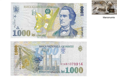 000 lei romanian banknote - 1.000,