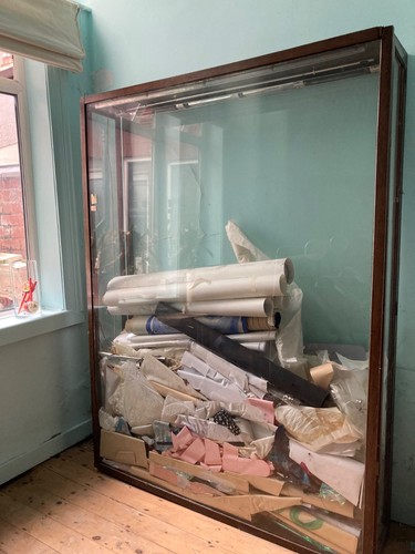 Antique glass museum vitrine - antique,
