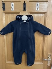 Polarn O. Pyret Navy 2-4 Months Navy Windproof Fleece All-In-One Overall GUC