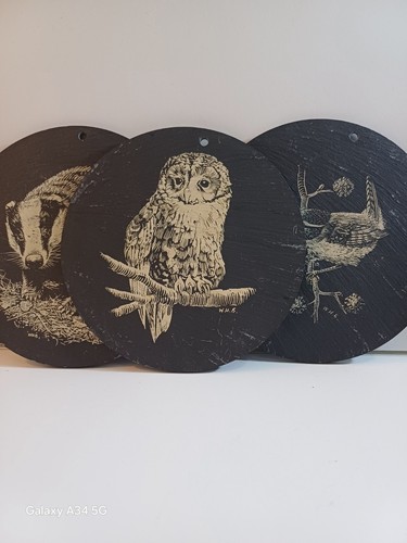 Round slate wall - art, pieces