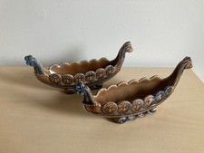 Vintage Wade Porcelain Viking boat long ship bowl/trinket dish/vase  x 2