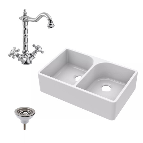 Fireclay 795mm double bowl - 795mm,