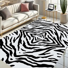Zebra Print Rug, Black And