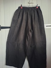 Fab pair of jet black 100%linen Italian made very wide leg trousers NWOTS
