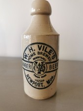 Vintage W H Viles Newport Stoneware Ginger beer Bottle