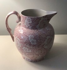 Burleigh Pottery Pink Victorian Chintz Large Etruscan Jug Excellent Condition