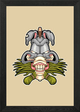 mad donkey cartoon Framed Wall
