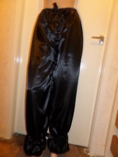 BLACK SATIN BLACK LACE LONG BLOOMERS VICTORIAN LOOK  30-46W BOWS