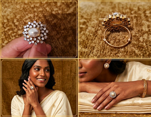 Gold tone pearl white - tone,