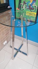 Good quality glass & chrome tall heavy duty bar/poseur table.