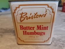 TIN - Vintage BRISTOWS OF DEVON Devonshire Butter Mint Humbugs - Rare Tin 1980's