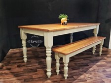 New Farmhouse Dining Table with Benches -Rustic - Free Delivery