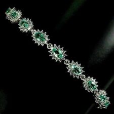 Silver Bracelet Blue Apatite Genuine Natural Gems Solid Sterling Up to 9 Inch