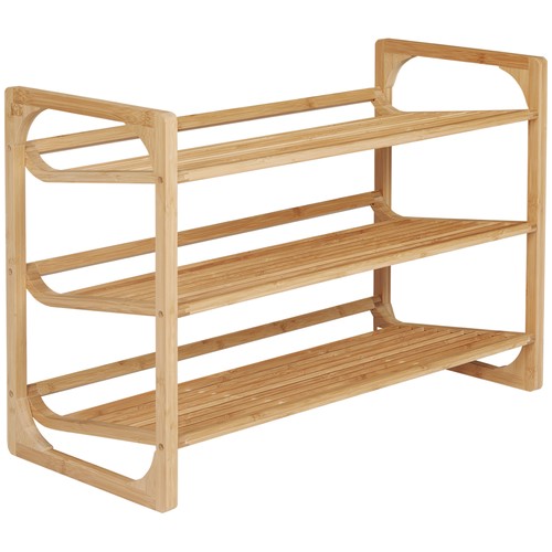 Homcom bamboo shoe rack - bamboo,