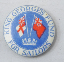 King Georges Fund For Sailors Celluloid Flag Badge White Ensign Red Ensign Naval