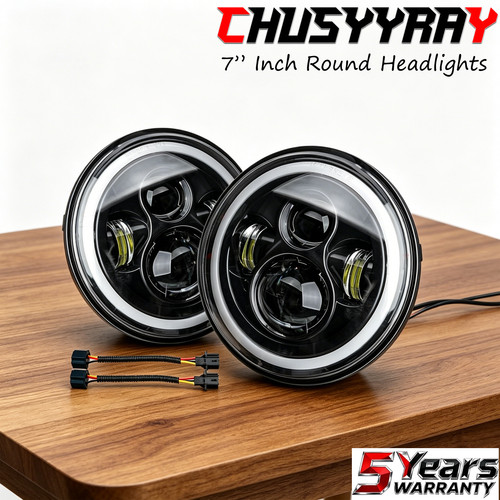 Dot 7inch black led headlights - black,
