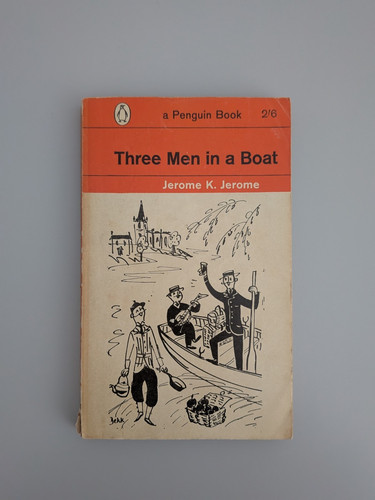 Three men boat by - men, in