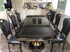 The Betty Italian  High Gloss Black/Gold Rectangular Ext Dining Table & 6 Chairs