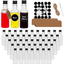 [48 Pack Mini Alcohol Bottles 50Ml, Miniature Alcohol Bottles with Black Screw C