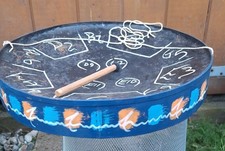 Vintage Caribbean Calypso Mini Steel Pan Drum + Drumstick ~ Folk Art ~ Compact