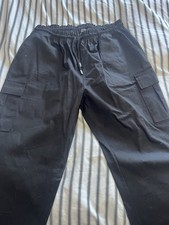Black Boohoo Mans Combat Style Work Trousers Size Xl