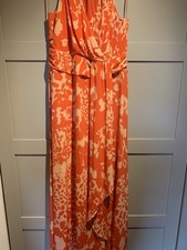 Monsoon Orange Print Summer Maxi Dress Size L
