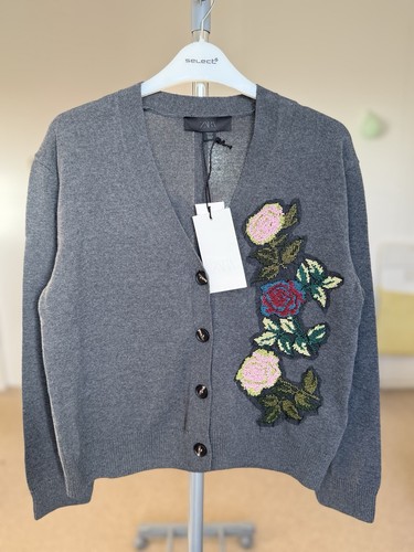 Zara grey embroidered cardigan - grey,