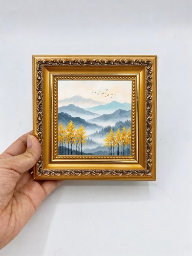 Misty blue mountain - mountain, golden