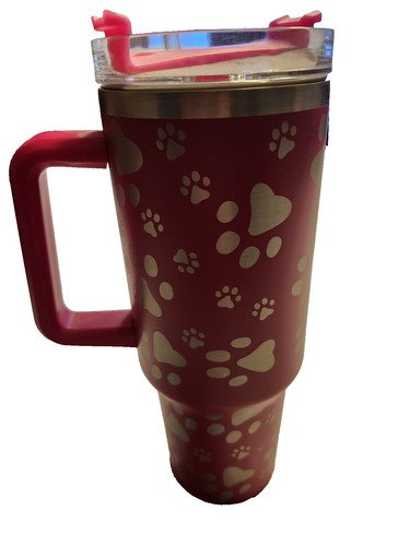 Dog paw print - print, pink