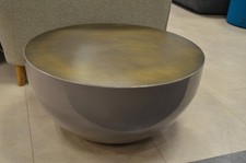 Meridiani Coffee Table BONGO Large Taupe Gloss with Brass Top Round Designer