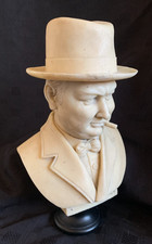 Sir Winston Churchill Binded Alabaster Resin Portrait Bust  31cm