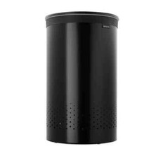 Laundry Bin with Plastic Lid, BLACK 60L, BRABANTIA bin with Ventilation Holes
