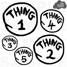 Thing 1 Iron On T-Shirt Transfer Thing 2 3 4 5 The Cat in The Hat Dr Zeuss Kids