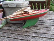 VINTAGE WOODEN POND YACHT " STAR YACHT" 14"long to refresh "guaranteed to sail"