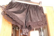 VTG ST MICHAEL BLACK SILKY SHIMMERING NYLON FRENCH KNICKERS PANTIES SIZE 14-16