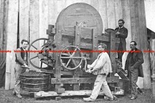 F014802 Grape Pressing Machine and Workers France 1860s