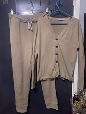 Zara Brown Knit Ribbed Co Ords Size M/l