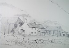 Original Pencil Drawing, 'Farm