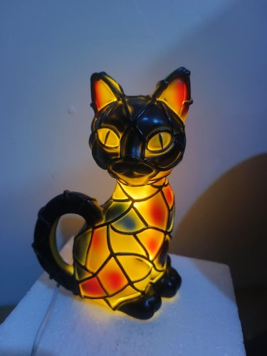 Cat lamp stained glass - cat,