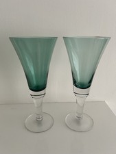 Set of 2 MCM Multicolored Glass Cordial Glasses 5.75 in.