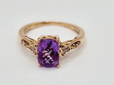 Le Vian 14ct Rose Gold Diamond & Grape Amethyst Ring Emerald Cut size O