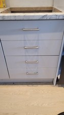 Used White/bluegreyKitchen Cabinet Doors & Drawer Units with Handles & Plinths
