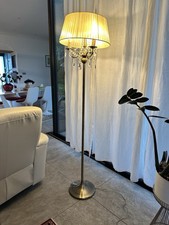 Floor Standing Chandelier Lamp With Gold Beige Shade
